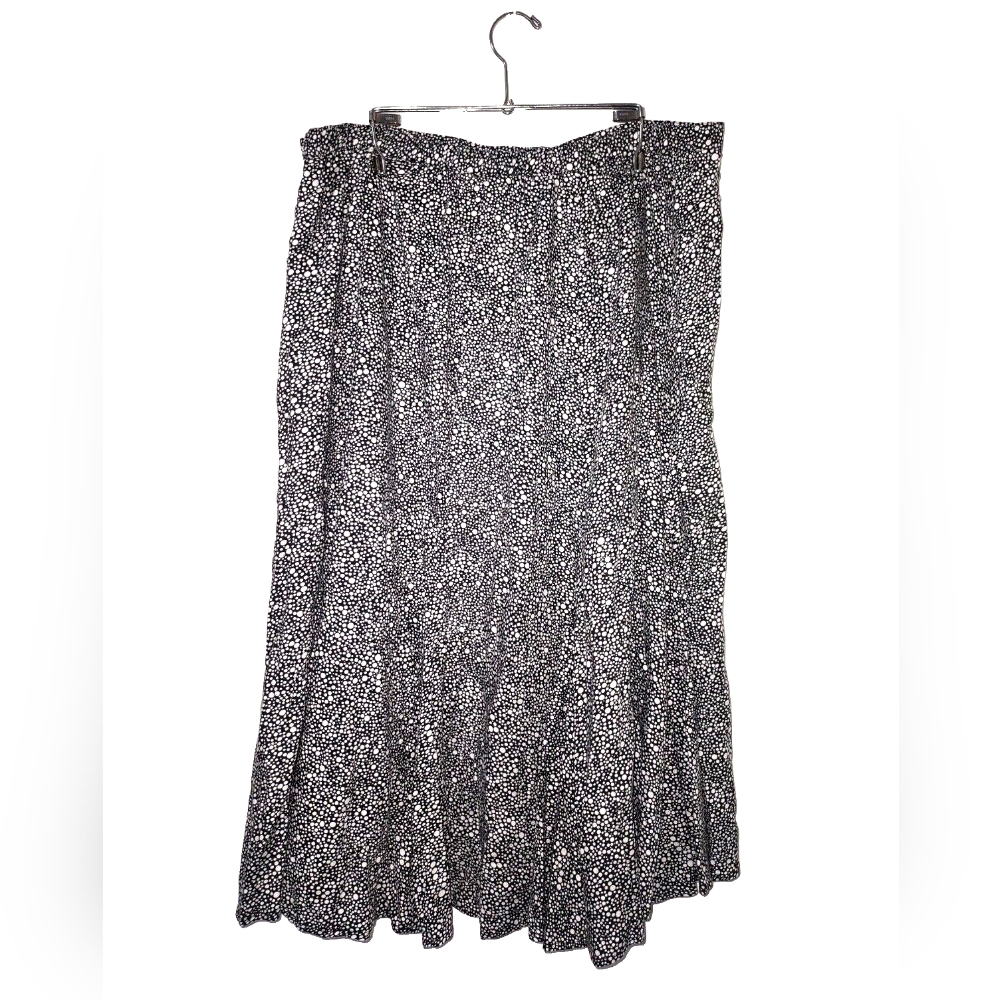 CJ BANKS Y2K A-Line Flowy Black/White Dot Boho Goth Pattern Midi Skirt Size 14W